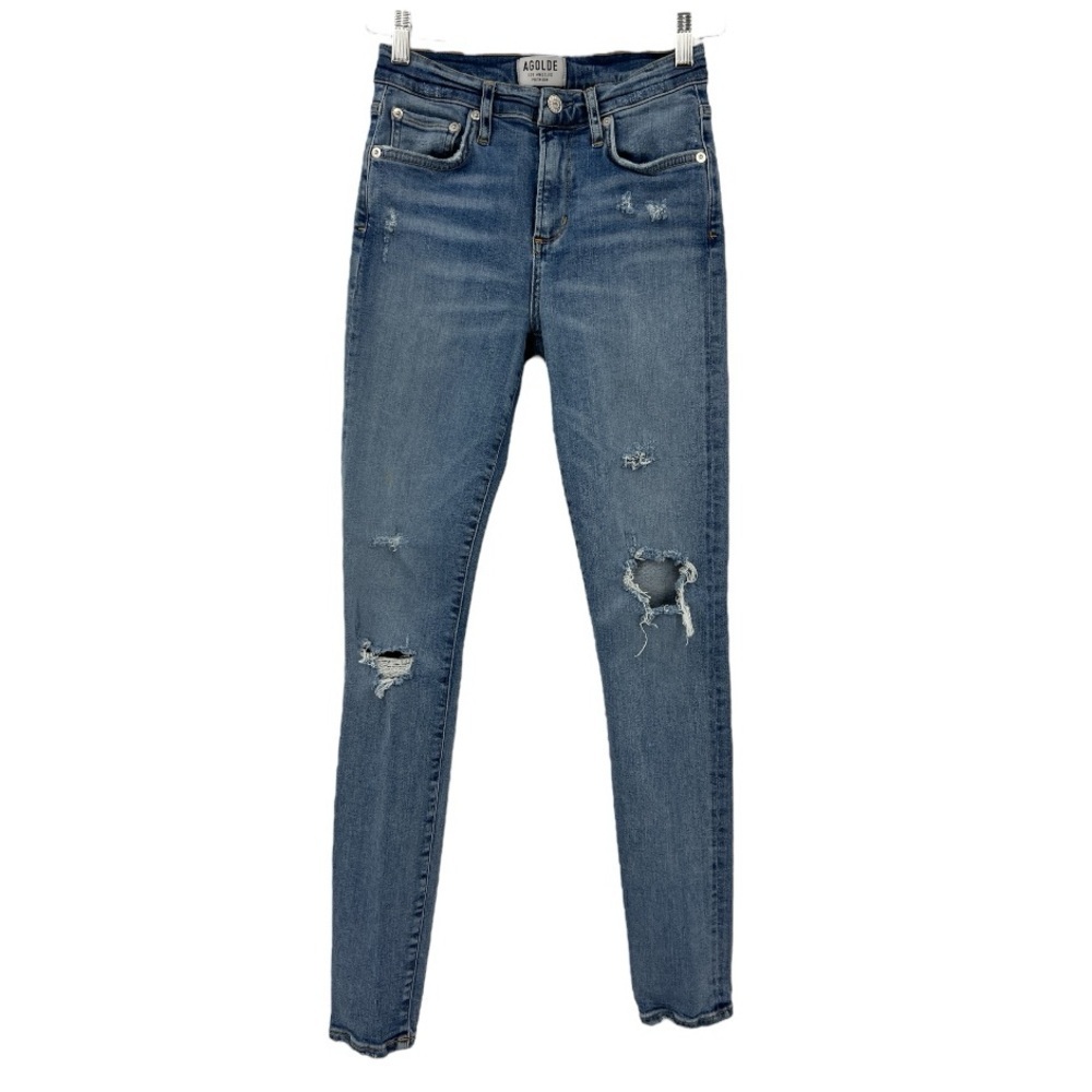 AGOLDE Distressed Sophie High Rise Skinny Stretch Crop Womens Jeans SZ 26